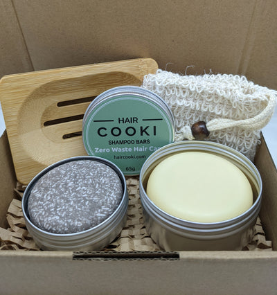 Hair Cook plastic free Australia Shampoo and conditioner bars gift box starter kit zero waste